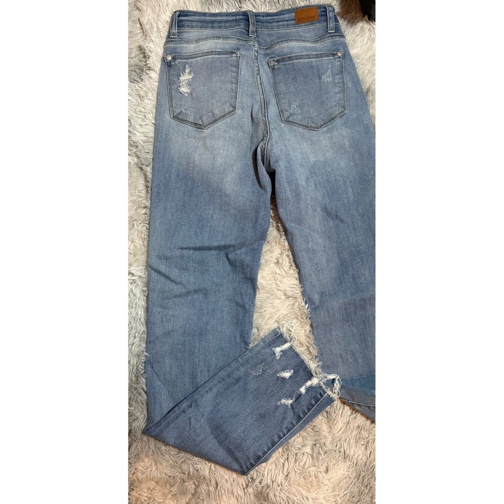 JUDY BLUE LOS ANGELES Womens Straight Fit Jeans Distressed Frayed Hem Size 3 26 - Picture 2 of 7